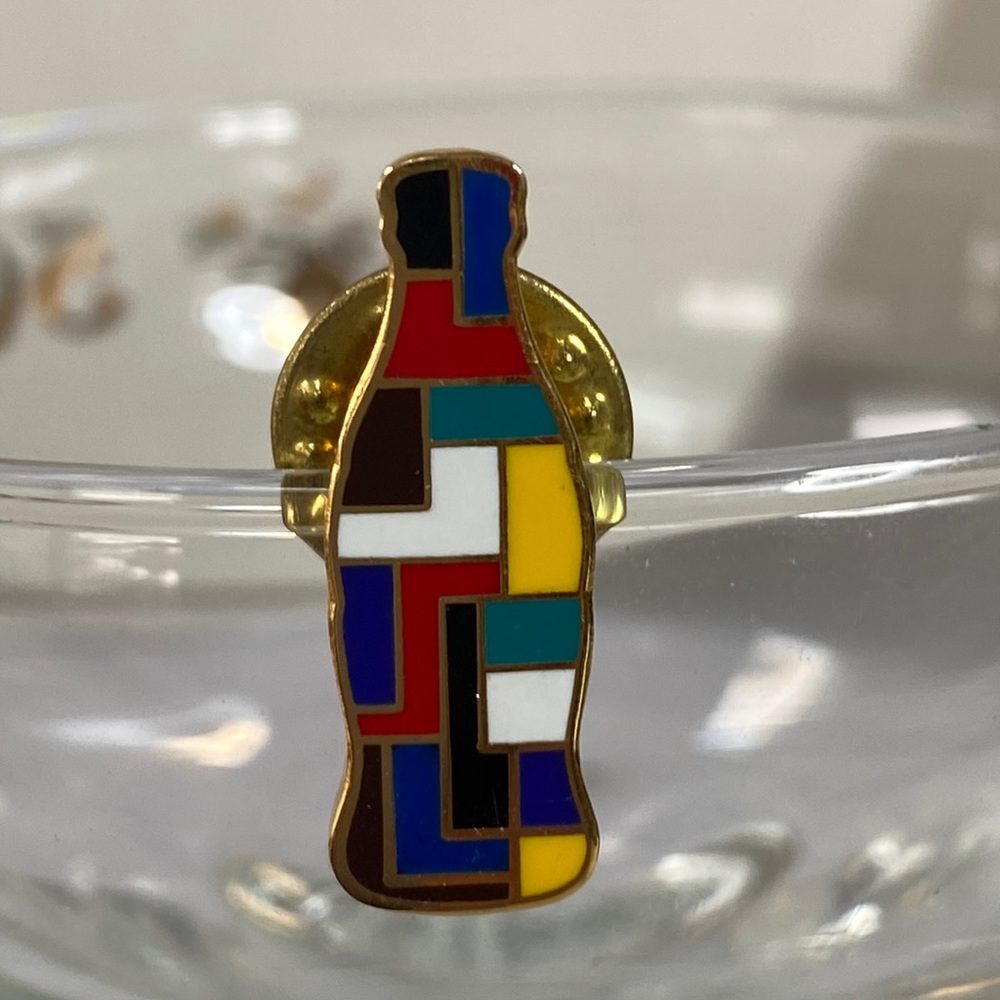 Multi colored Coca Cola Coke tie tack pin